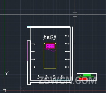 洗浴中心平面图 男淋浴平面cad图布置 cad素材图块
