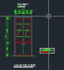 卧室书柜立面图 cad书柜立面图模块 cad书柜设计图纸