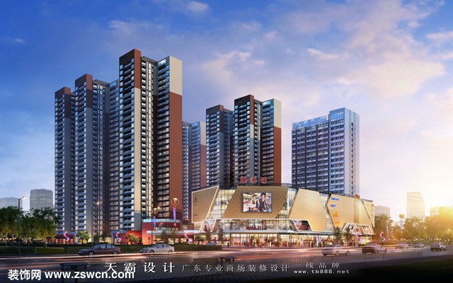 城市综合体设计装修效果图:惠州建邦·汇港城室外效果(一)
