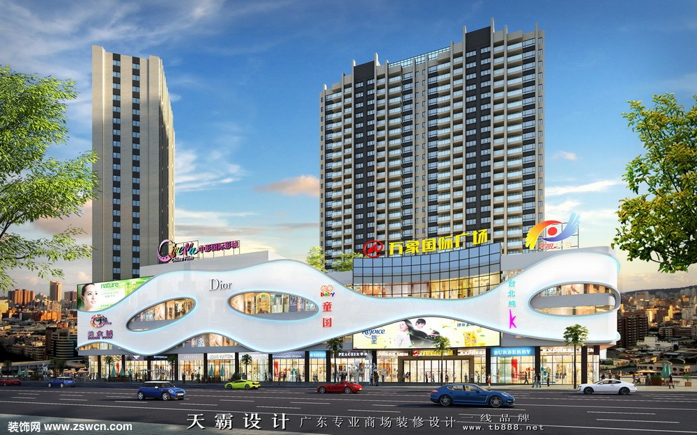 最新城市综合体装修设计效果图:湖北万象国际广场外立面效果图