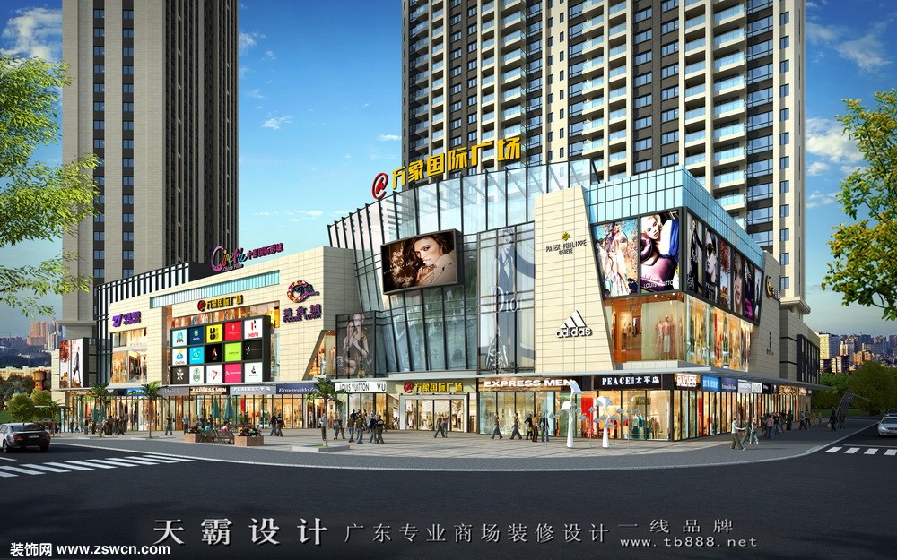 最新城市综合体装修设计效果图:湖北万象国际广场外立面效果图